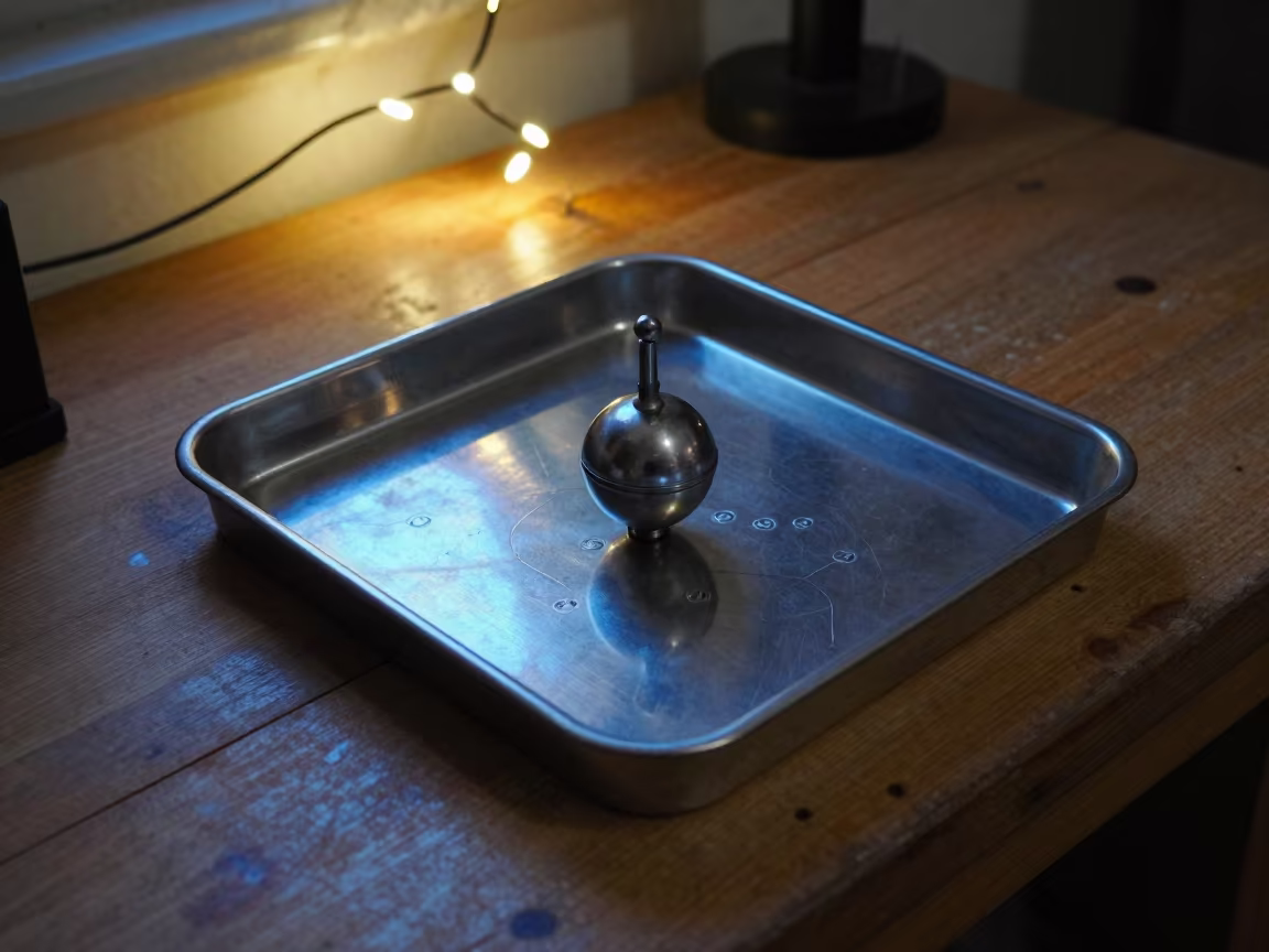 Plumb Bob on Numbered Tray in Damascus Light in on a wooden workbench near Damascus