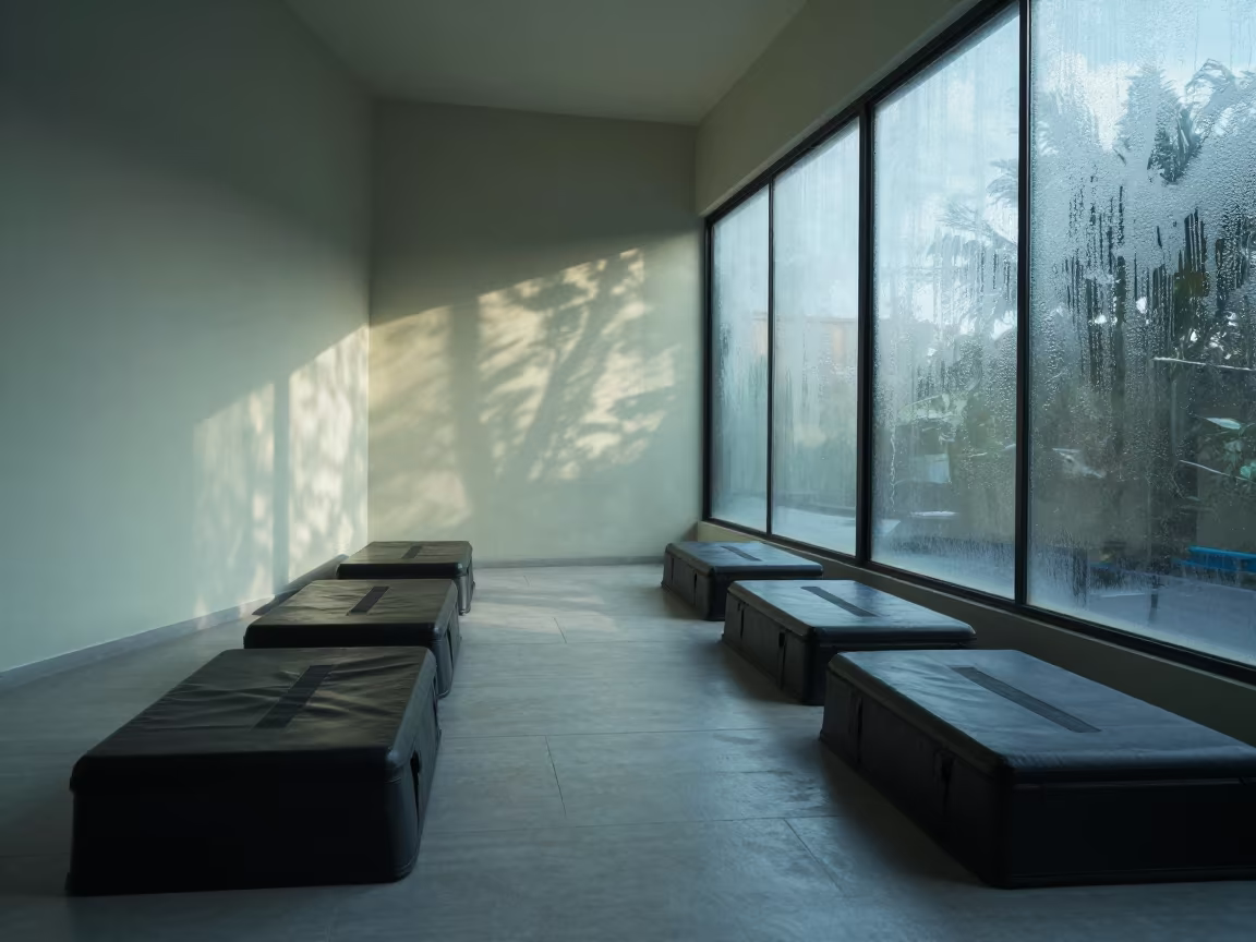 Plyo Box Grip Tape Drawer Noon Light in inside a strength room in Udupi