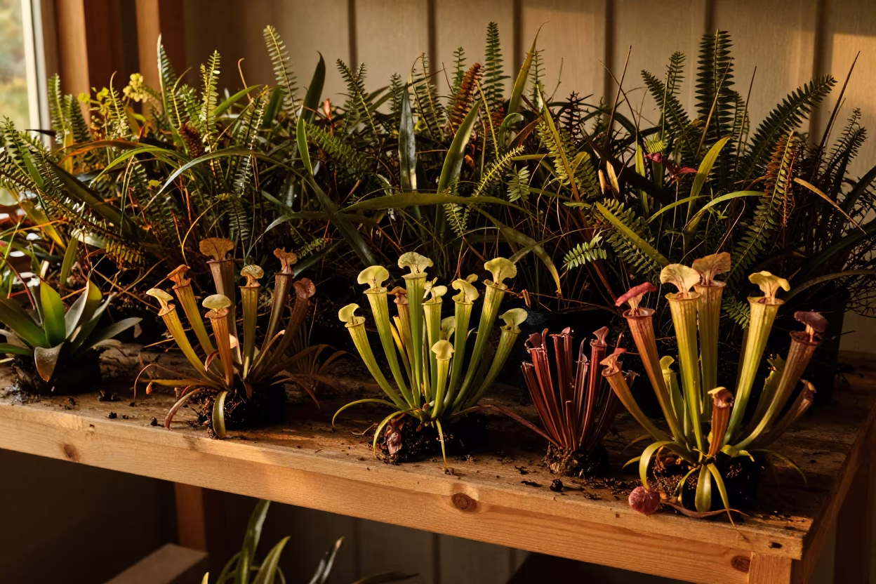 Pocosin Wetland Shrub Display on Workshop Shelf in on a workshop shelf in Bangalore