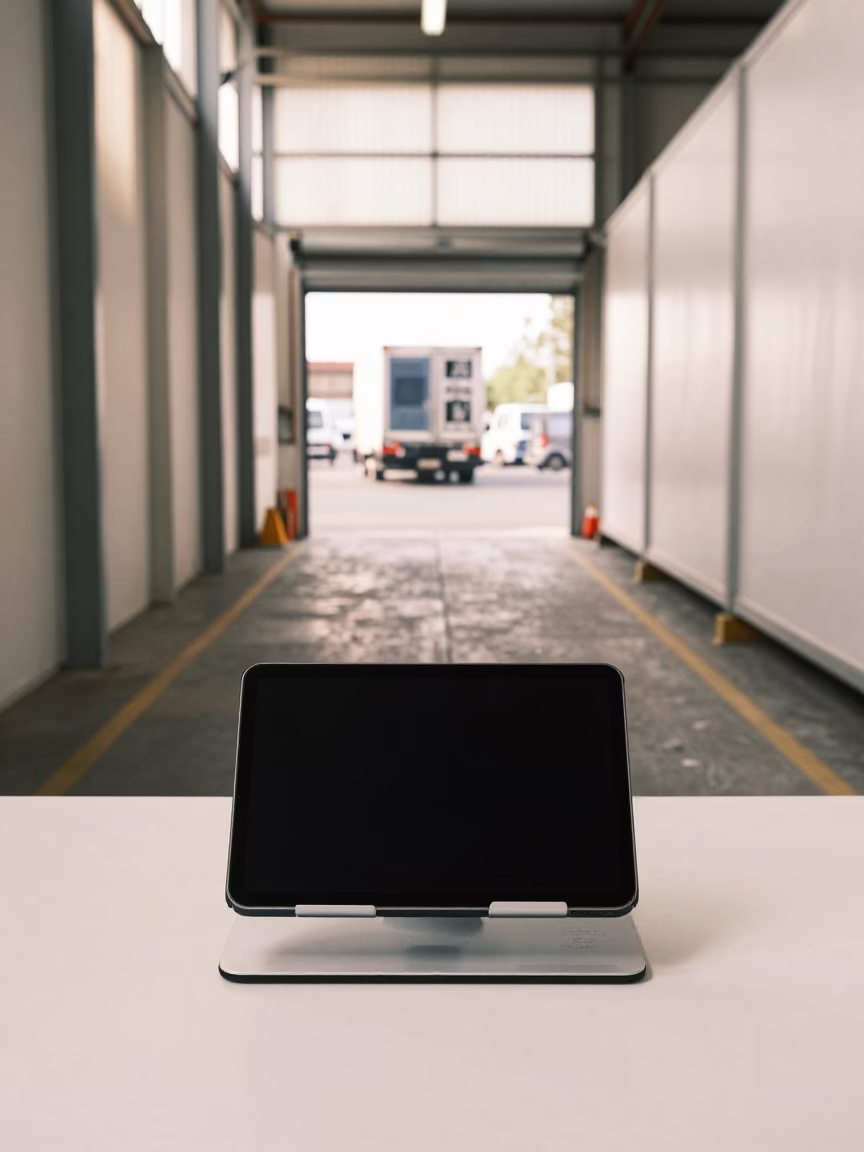 Pod Signature Tablet Cradle in Barcelona Cross-Dock in inside a cross-dock lane in Sant Antoni, Barcelona