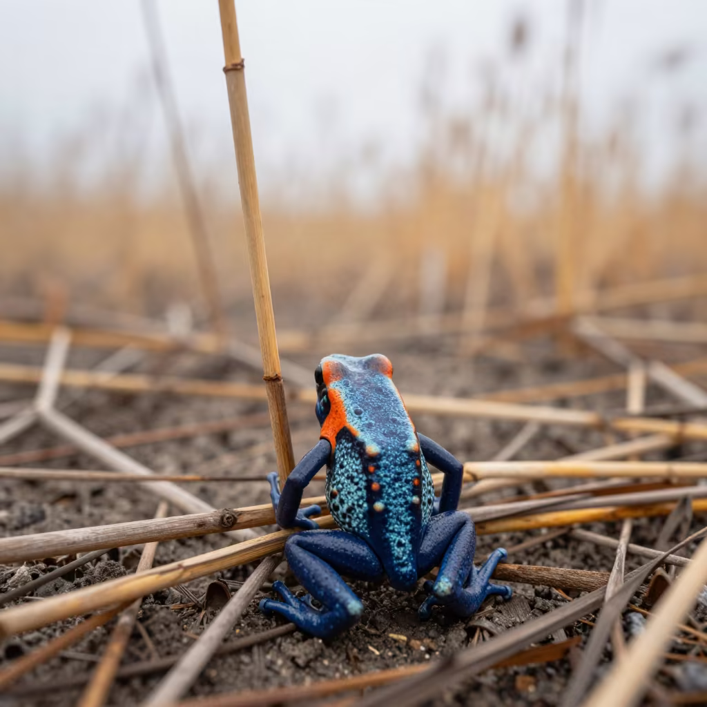 Poison Dart Frog in Autumn Reed Bed in at the edge of a reed bed in North Dakota