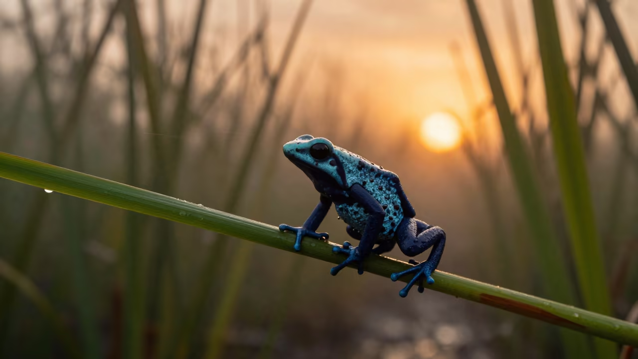 Poison Dart Frog Sunset Maldives Reed Bed in at the edge of a reed bed in Maldives
