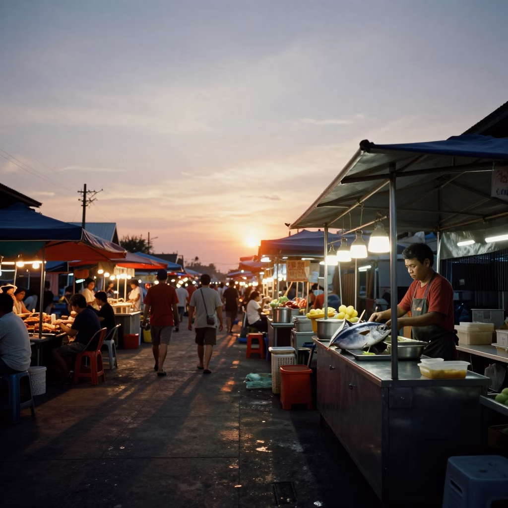 Poke Tuna in Phuket at As The Sun Drops Toward The Horizon in in Phuket, Thailand