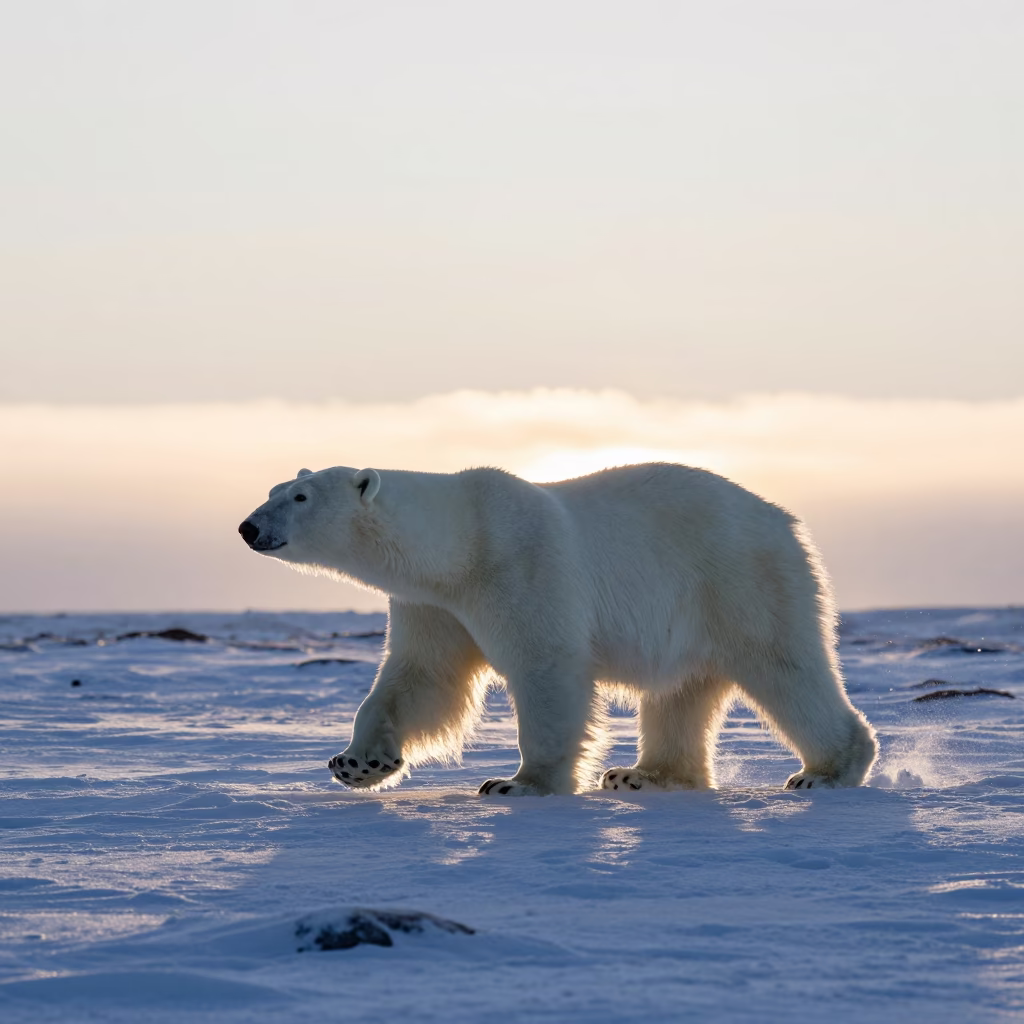 Polar Bear Silhouette Arctic Dawn Wind in near Grandi, Reykjavik