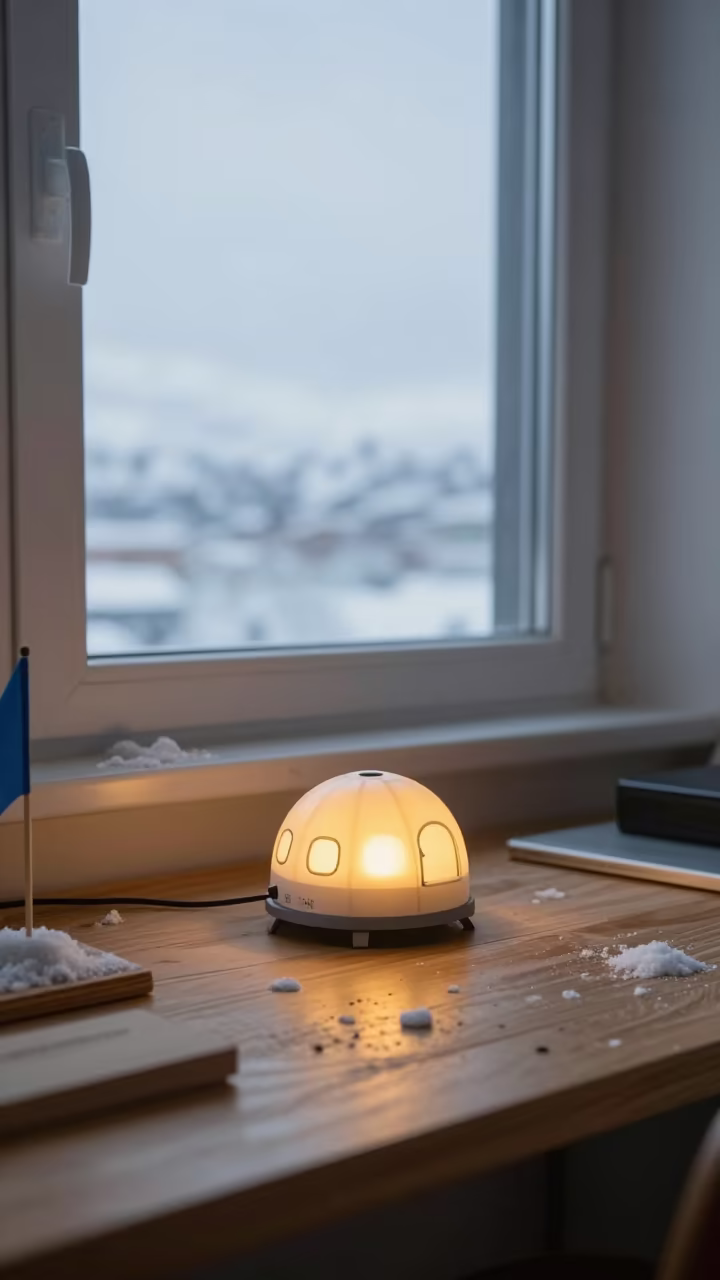 Polar Research Base Model on Oslo Workbench in on a wooden workbench near Oslo