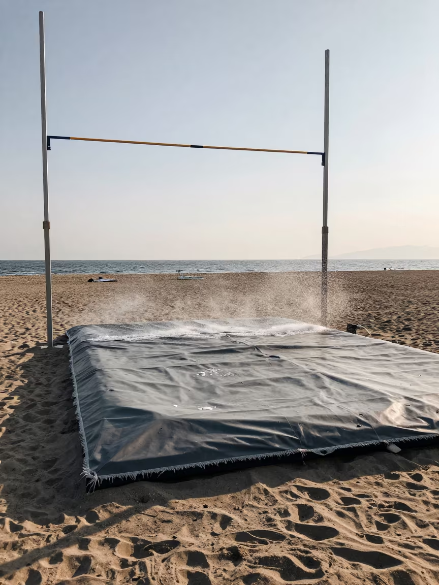 Pole Vault Pit Beach Tokyo Late Afternoon in along a beach near Tokyo
