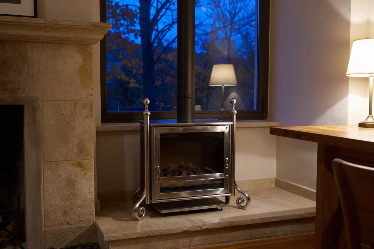 Polished Andirons in Marseille Breakfast Nook in in a breakfast nook in Marseille