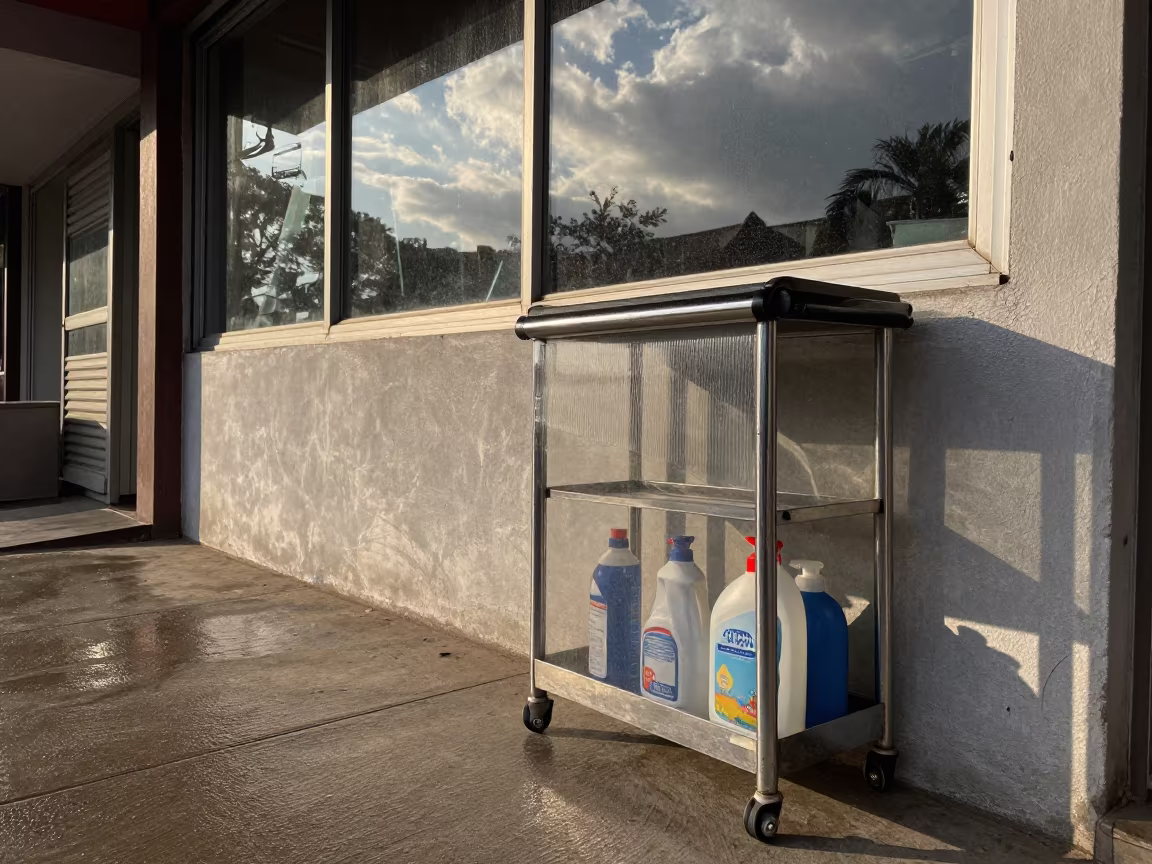 Polished Deli Sneeze Guard Caddy Winter Afternoon in beneath a shop awning at blue hour in Noida