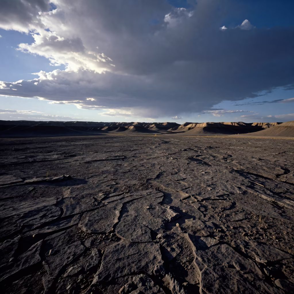 Polished Desert Stones in New Mexico Morning Light in across a wide valley floor in New Mexico