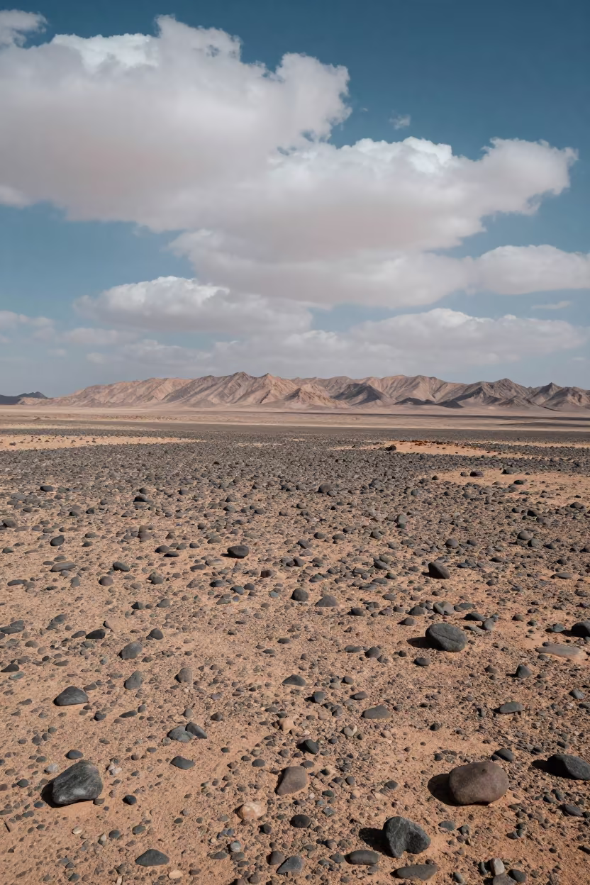 Polished Desert Stones Under Cloudy Sky in in Saudi Arabia