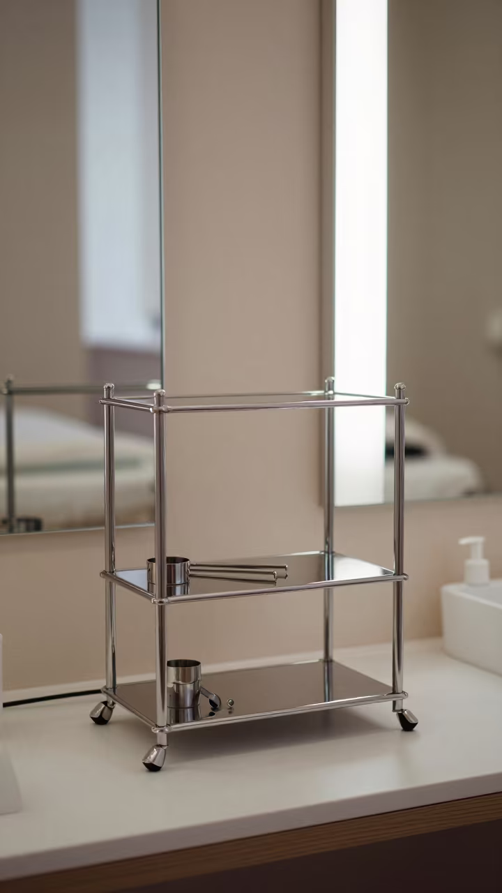 Polished Neck Shelf in Ljubljana Skincare Room in inside a skincare treatment room in Ljubljana