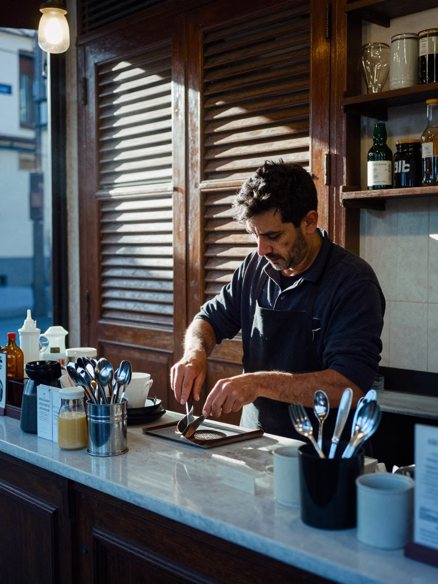 Polishing Cutlery in Madrid in in Madrid, Spain