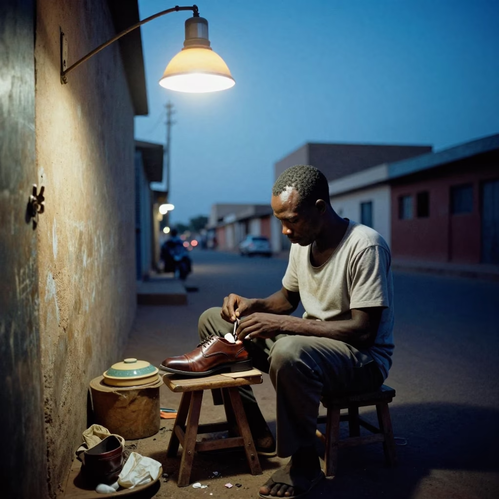 Polishing Shoe in Dakar in in Dakar, Senegal
