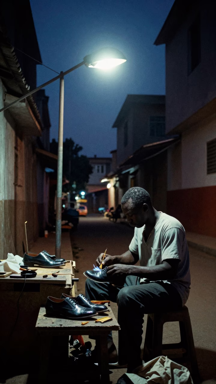 Polishing Shoes in Accra in in Accra, Ghana