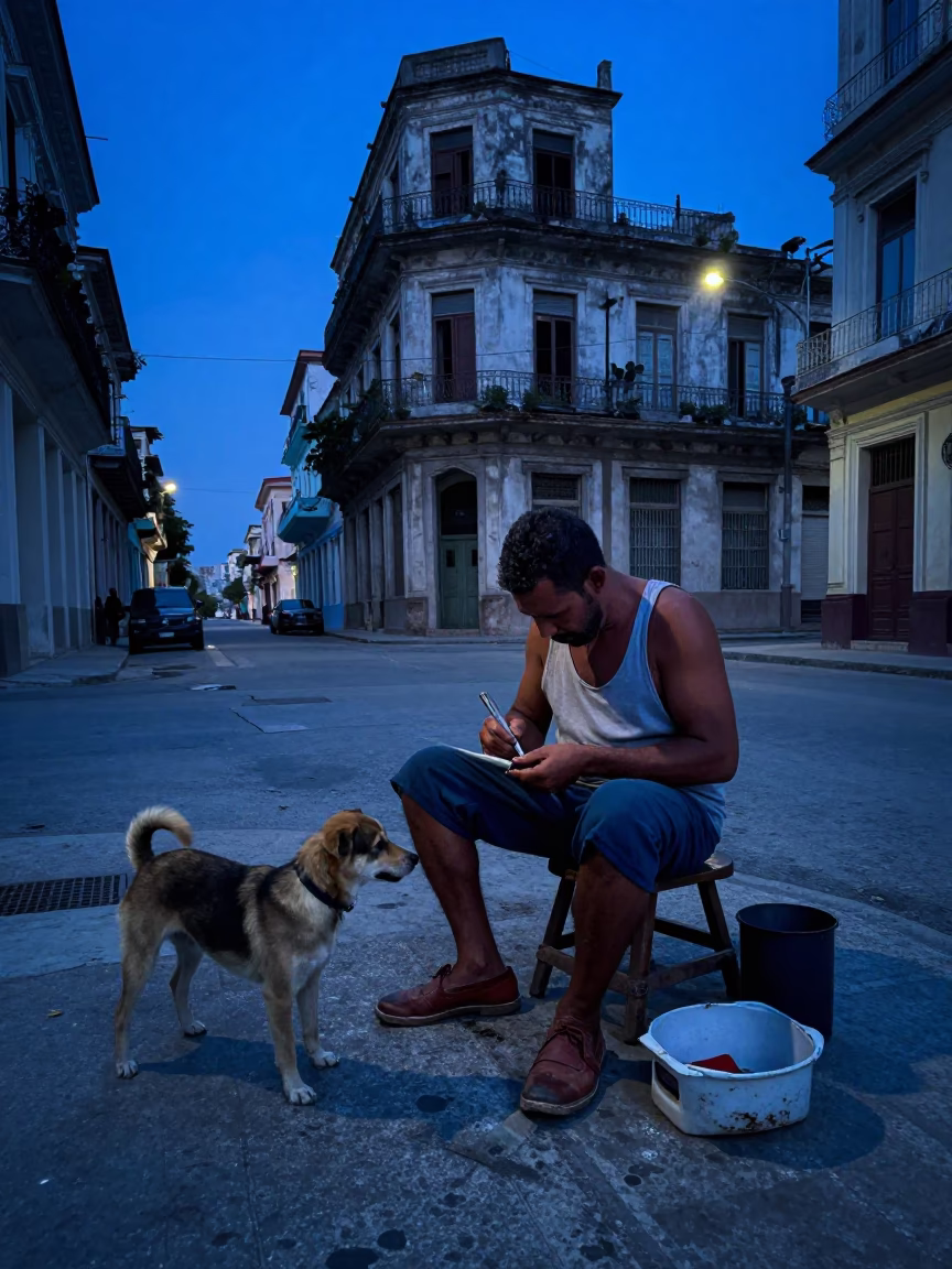 Polishing Shoes in Havana in in Havana, Cuba
