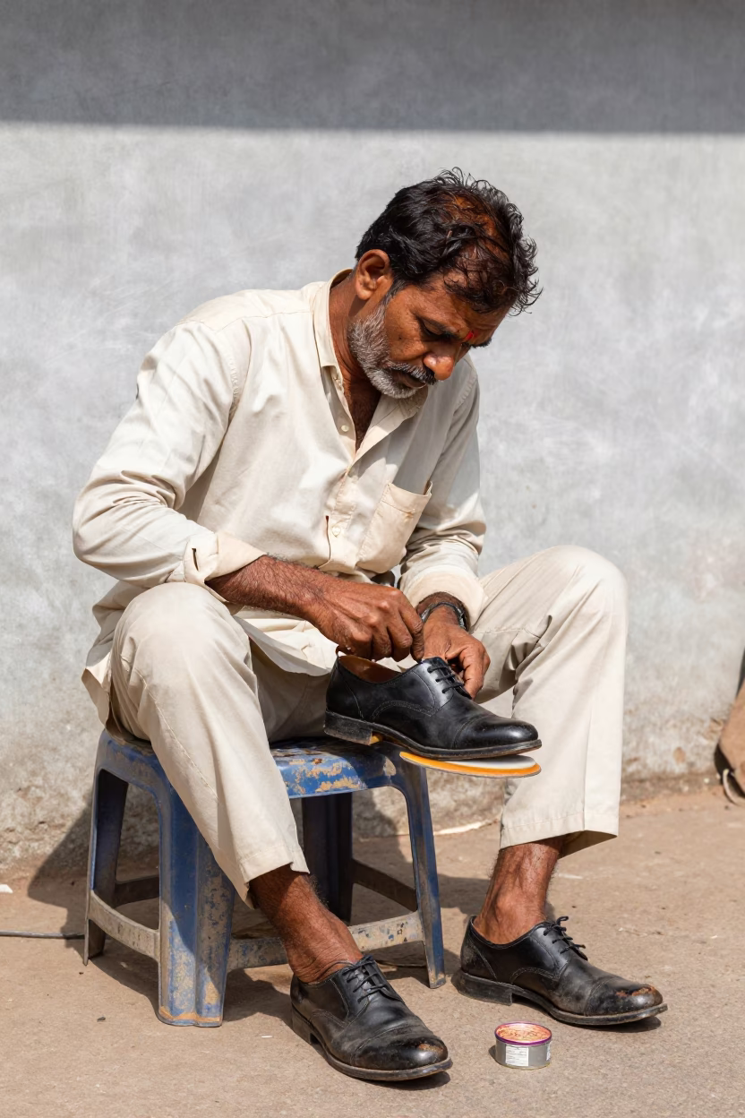 Polishing Shoes in Hyderabad in in Hyderabad, India