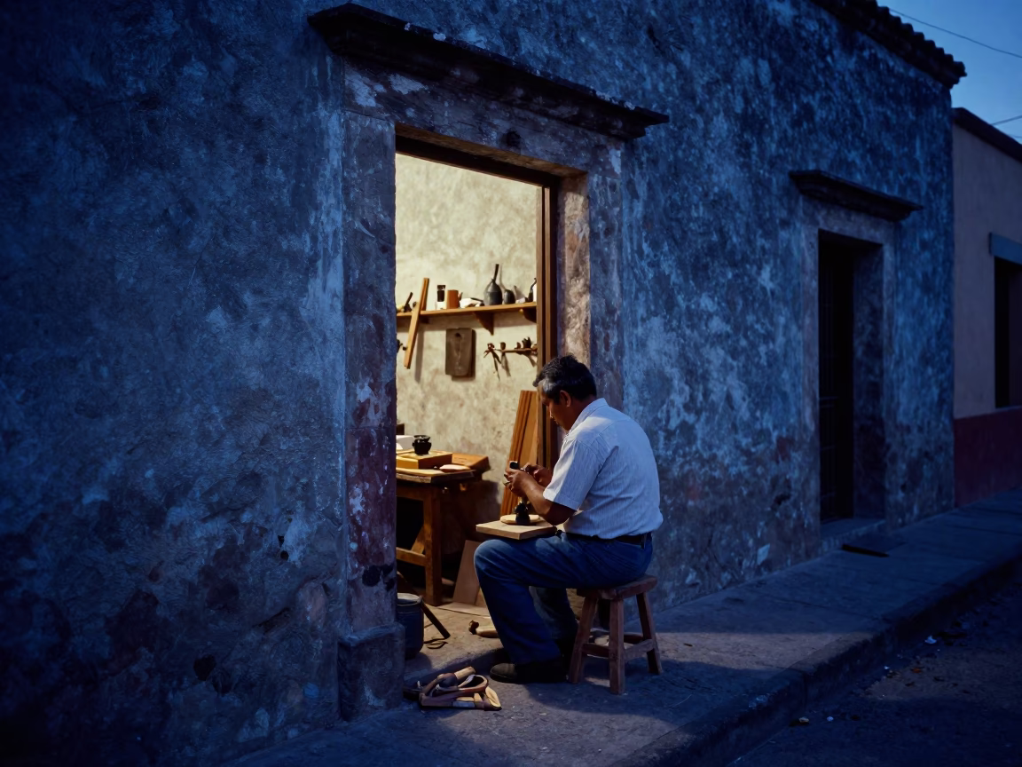 Polishing Wood in Oaxaca in in Oaxaca, Mexico