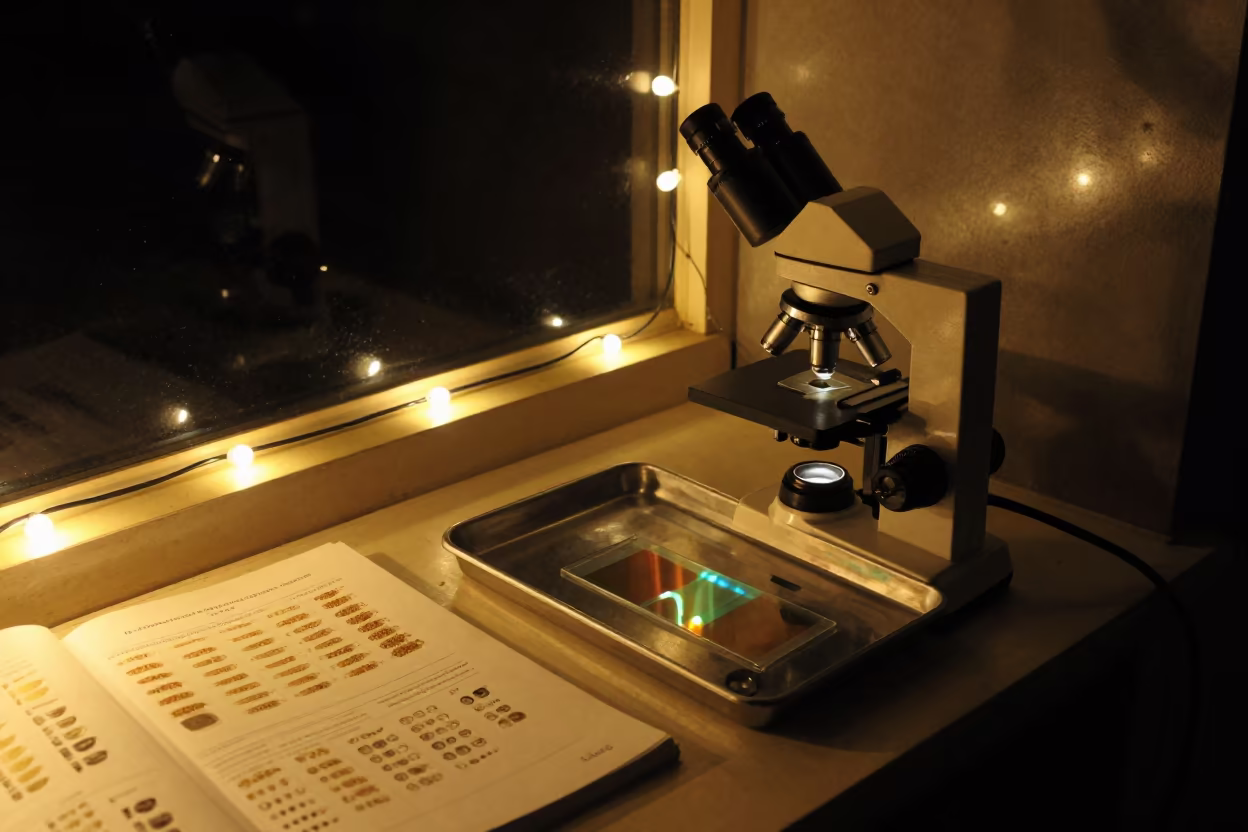 Pollen books and slide on tray in Agra archive in in a specimen archive room near Agra
