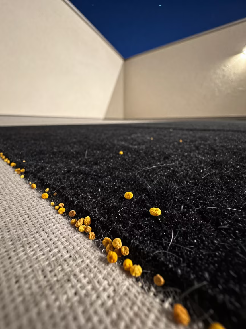 Pollen Grains on Velvet Near Dortmund in against woven linen fibers near Dortmund