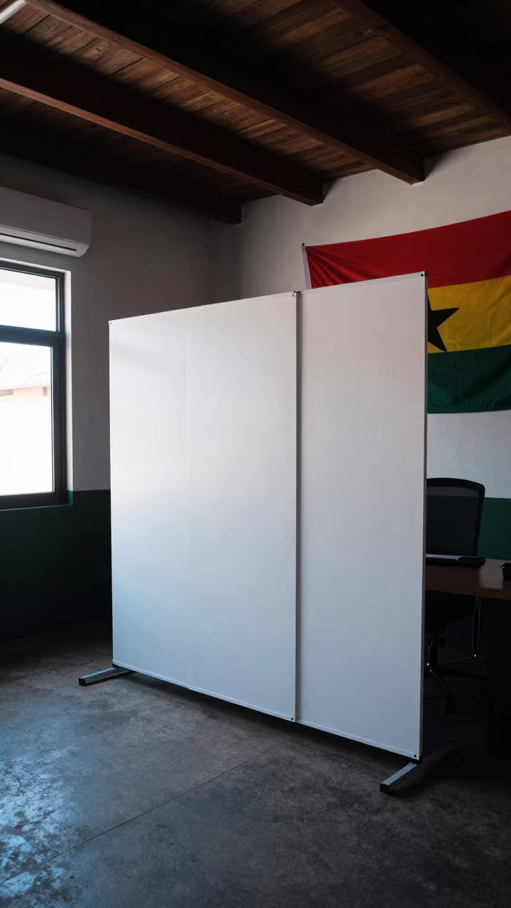 Polling Screen Rattles in Drafted Office in inside a campaign office near Osu, Accra