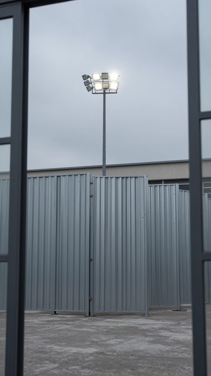 Privacy Screen Rattling in Gym Draft in beneath government building floodlights near Ortahisar