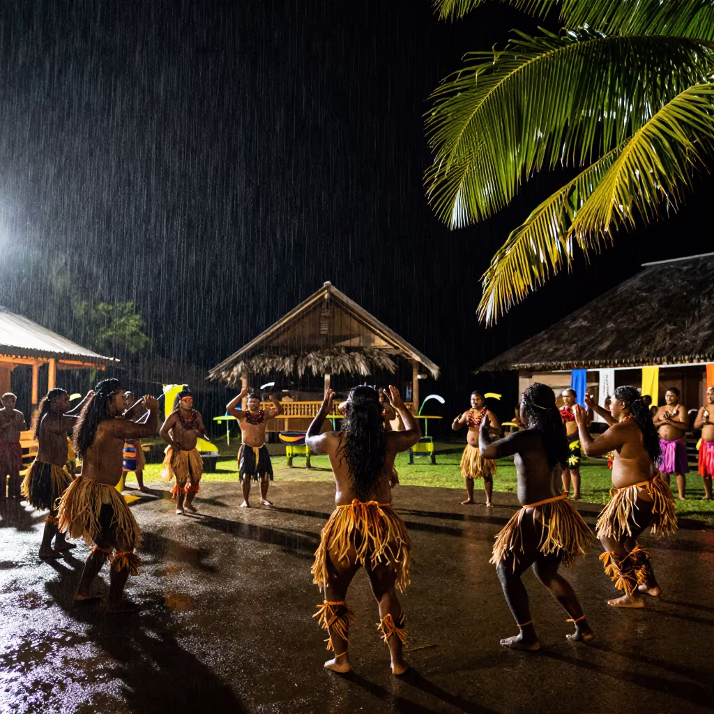 Polynesian Slap Dance Night Celebration in Ella in at a waterfront celebration in Ella