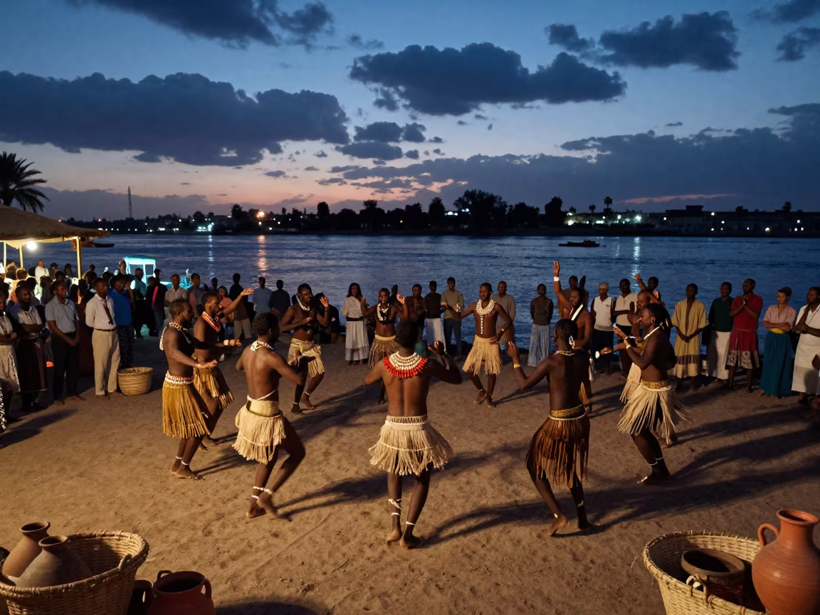 Polynesian Slap Dance Night Market Aswan in at a night market in Aswan