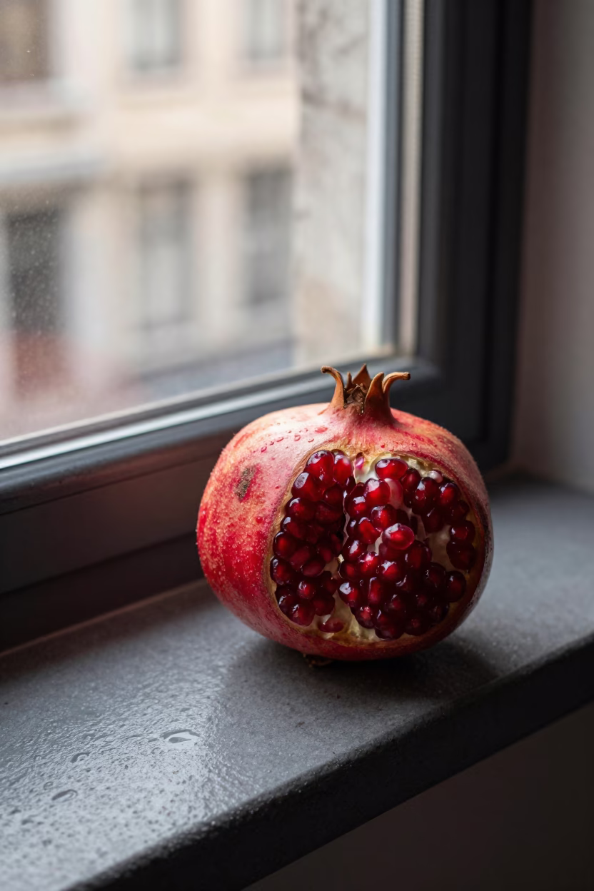 Pomegranate just after sunrise in Brussels in in Brussels, Belgium