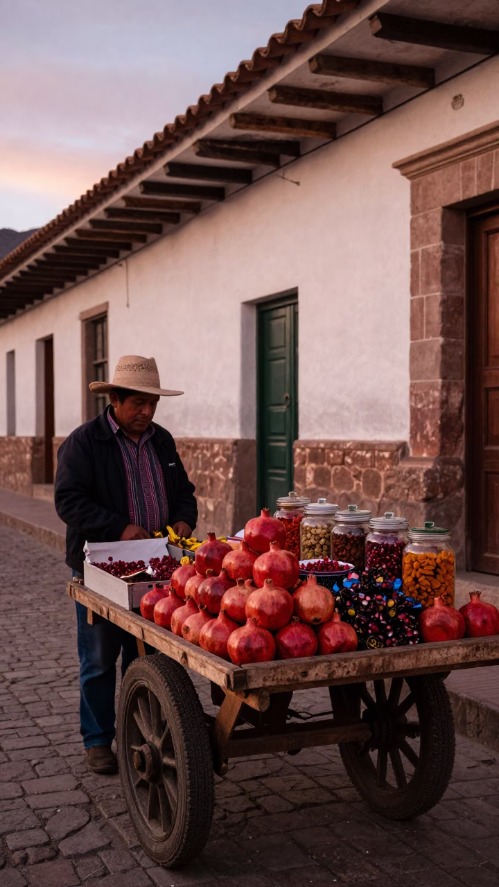 Pomegranates in Cusco at Copper-toned Light Before Dusk in in Cusco, Peru