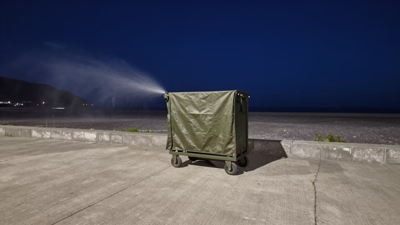 Poncho Liner Cart at Night in Liguria in beside a convoy halt on open ground in Liguria