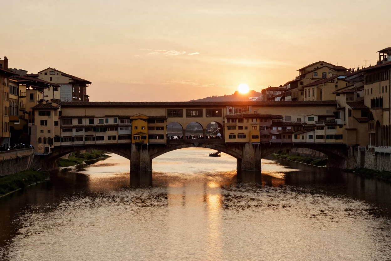 Ponte Vecchio Bridge Maintenance Cradle in Florence in in Florence, Italy