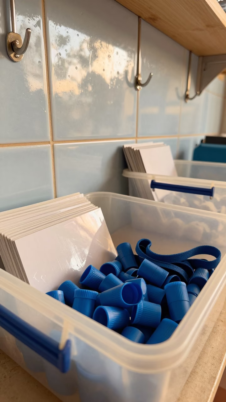 Pool Noodle End Cap Bin with Foam and Straps in inside a recovery lounge beside foam rollers in Ibadan