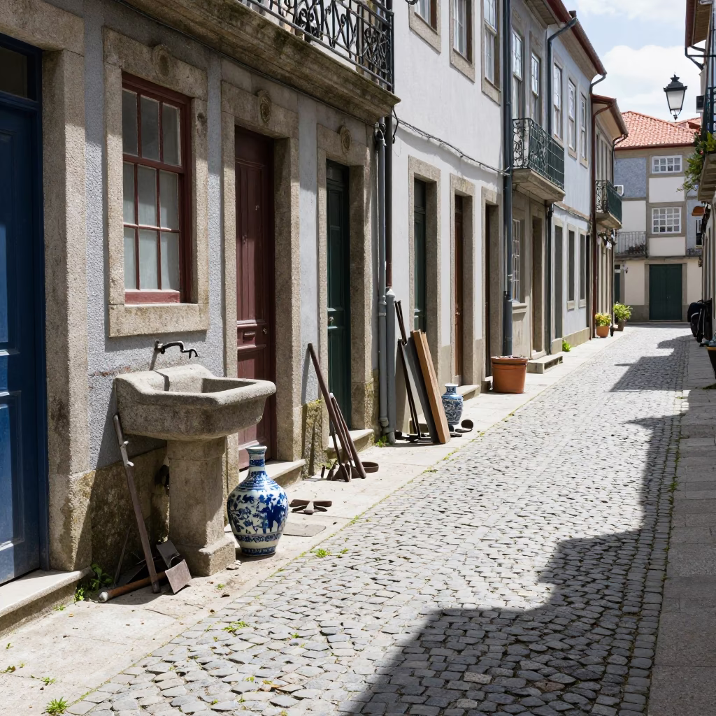 Porcelain at Flat Noon Light in Porto in in Porto, Portugal