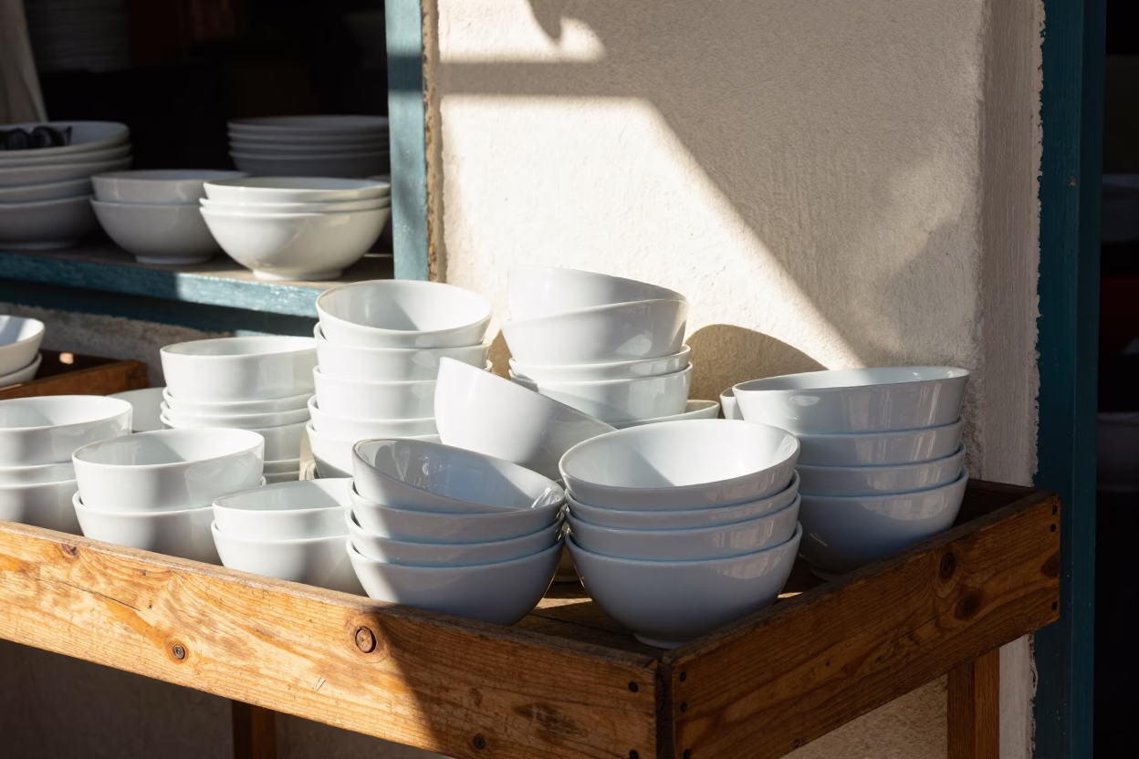 Porcelain Bowl at Bright Midmorning Light in Cape Town in in Cape Town, South Africa