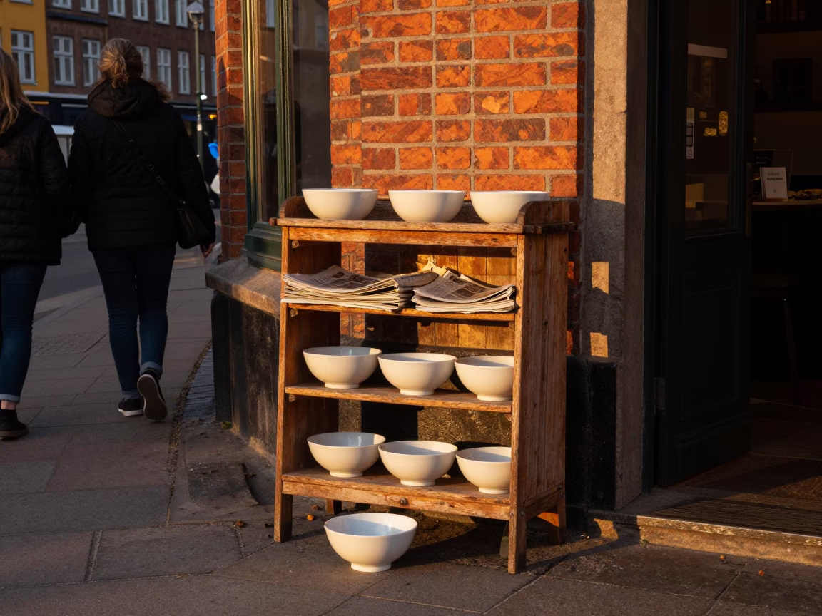 Porcelain Bowl at Honeyed Evening Light in Copenhagen in in Copenhagen, Denmark