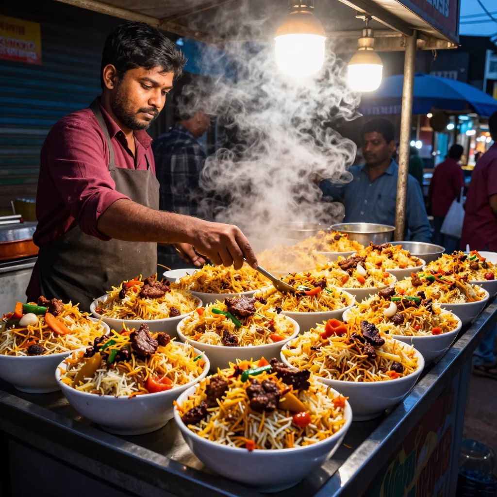 Porcelain Bowls after dark in Hyderabad in in Hyderabad, India