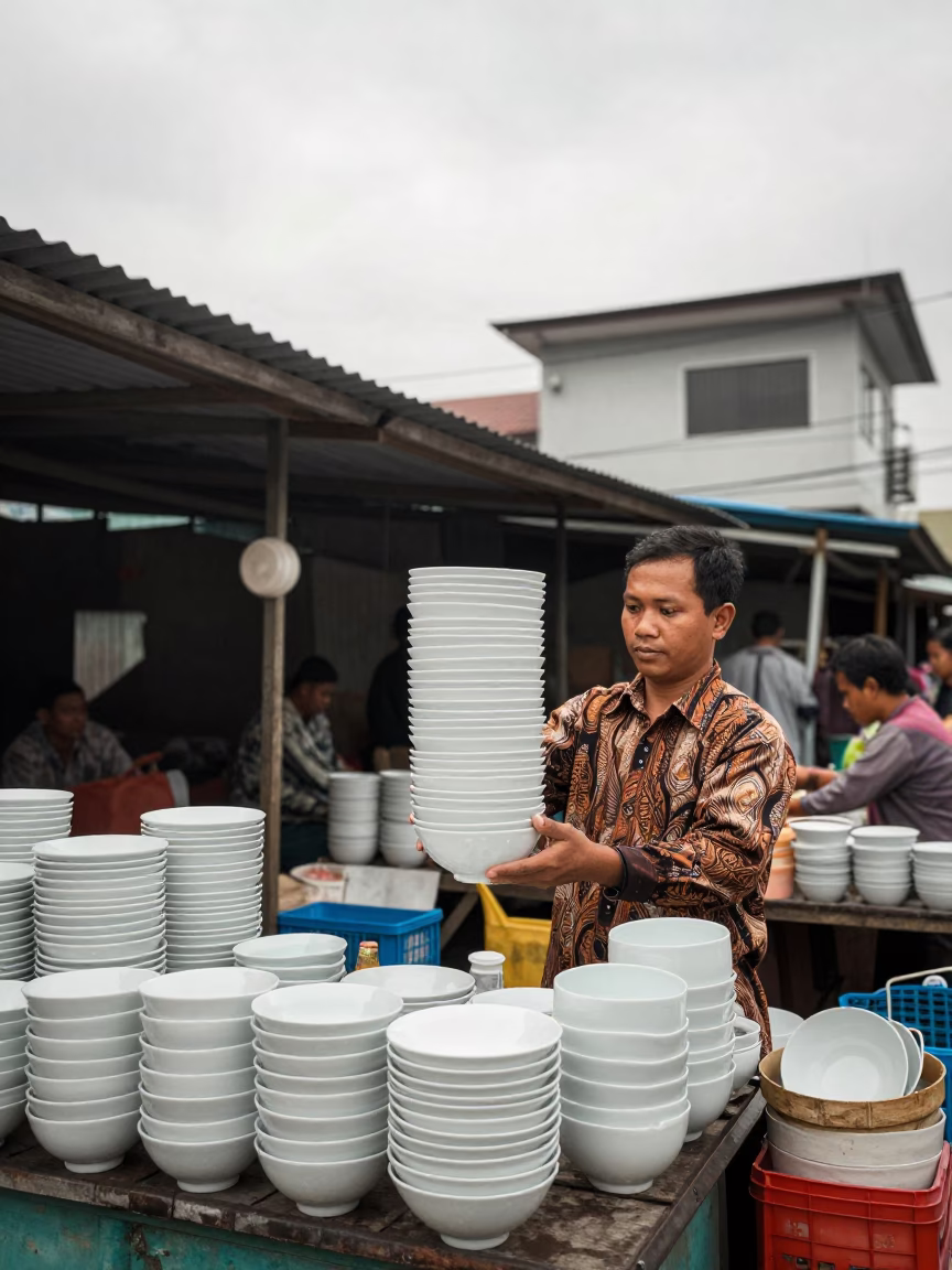 Porcelain Bowls in Yogyakarta in in Yogyakarta, Indonesia