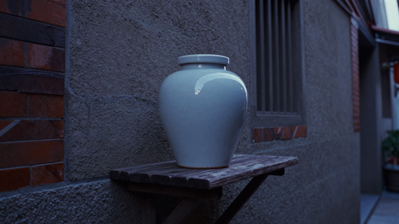 Porcelain Jar in Tainan at Sunrise Light in in Tainan, Taiwan