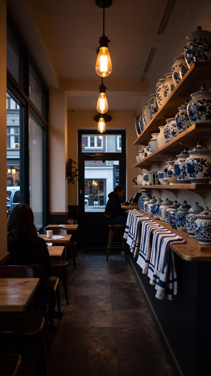 Porcelain Jars after dark in Copenhagen in in Copenhagen, Denmark
