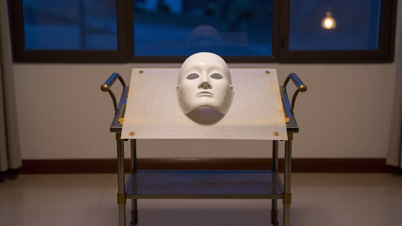 Porcelain Mask Tracing Paper Xiamen Atelier Cart in on a writing desk near Xiamen