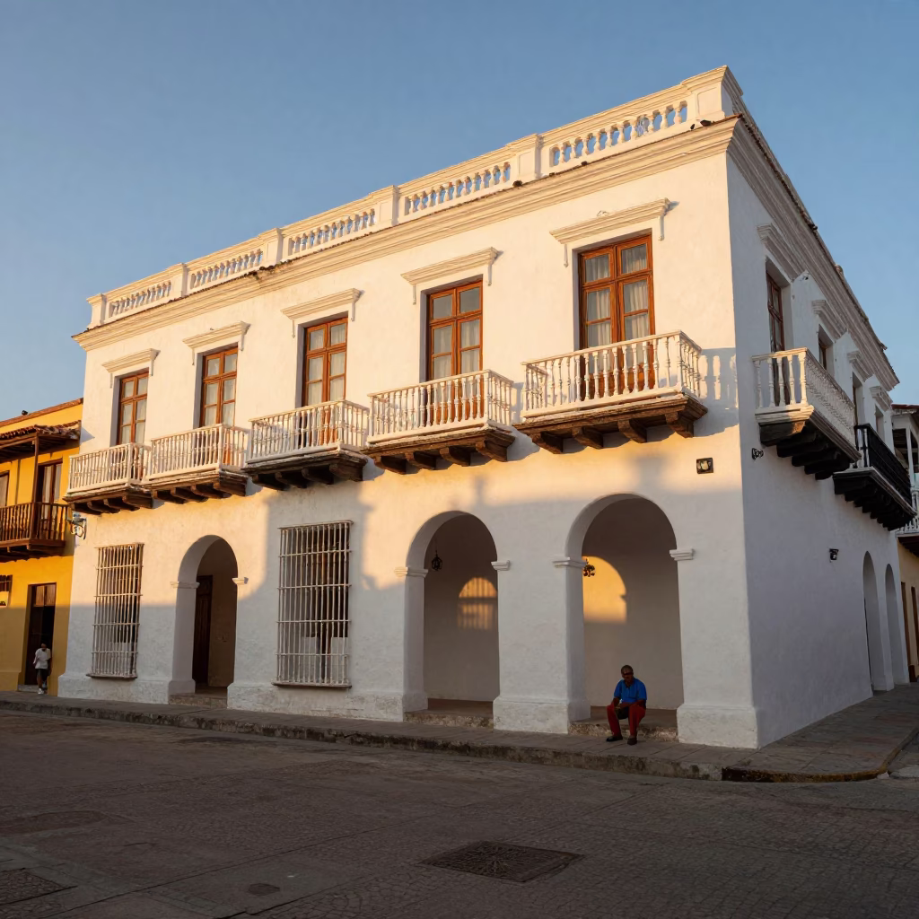 Porcelain Plate in Cartagena at Honeyed Evening Light in in Cartagena, Colombia