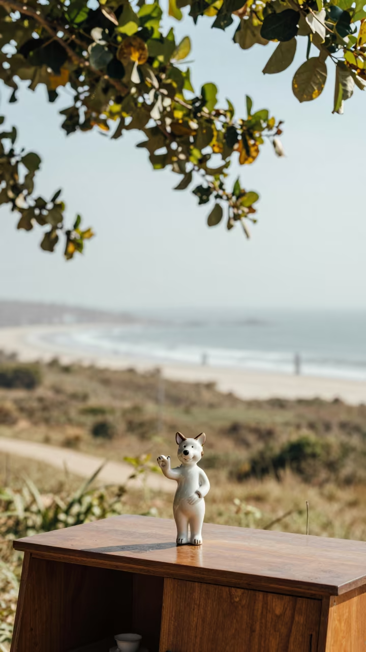 Porcelain Shepherd Figurine on Hillside Bureau in on a hillside near Praia