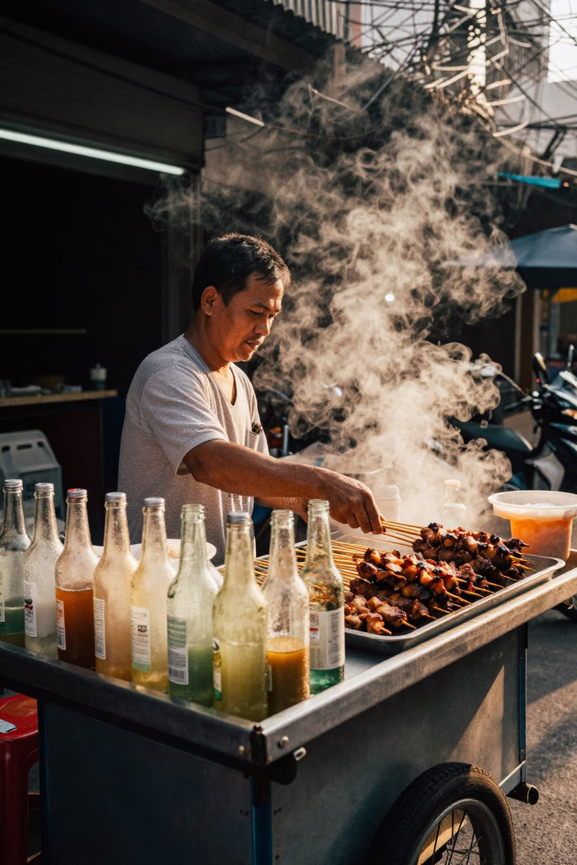 Pork Skewers in Bangkok in in Bangkok, Thailand