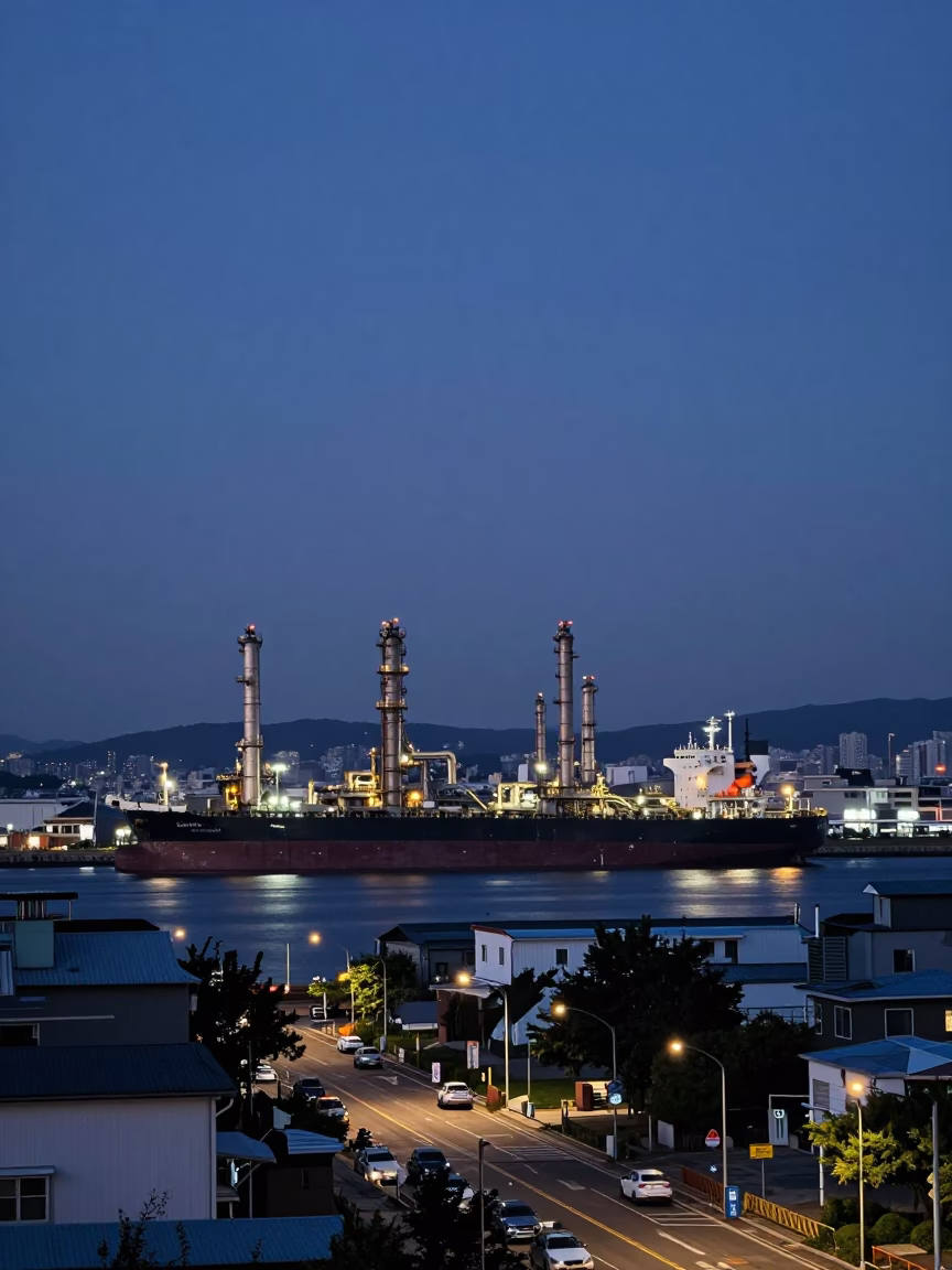 Port Cityscape in Seoul at Nautical Dawn Light in in Seoul, South Korea