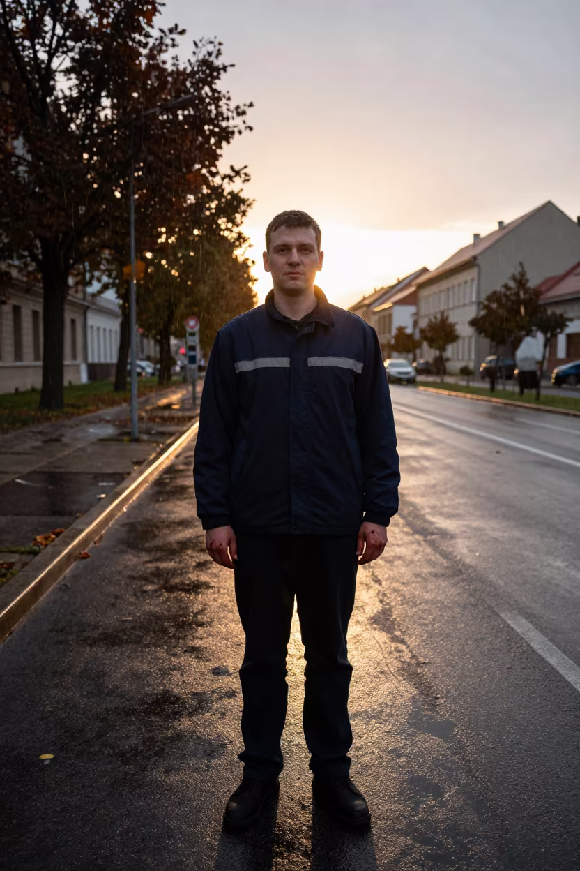 Porter with Tea Stained Fingers at Sunset in near Bratislava