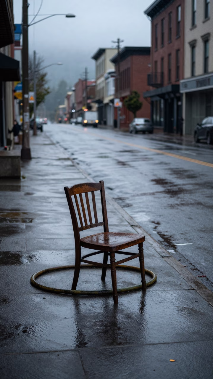 Portland Coiled Hose at Early Morning Light in in Portland, Oregon, United States
