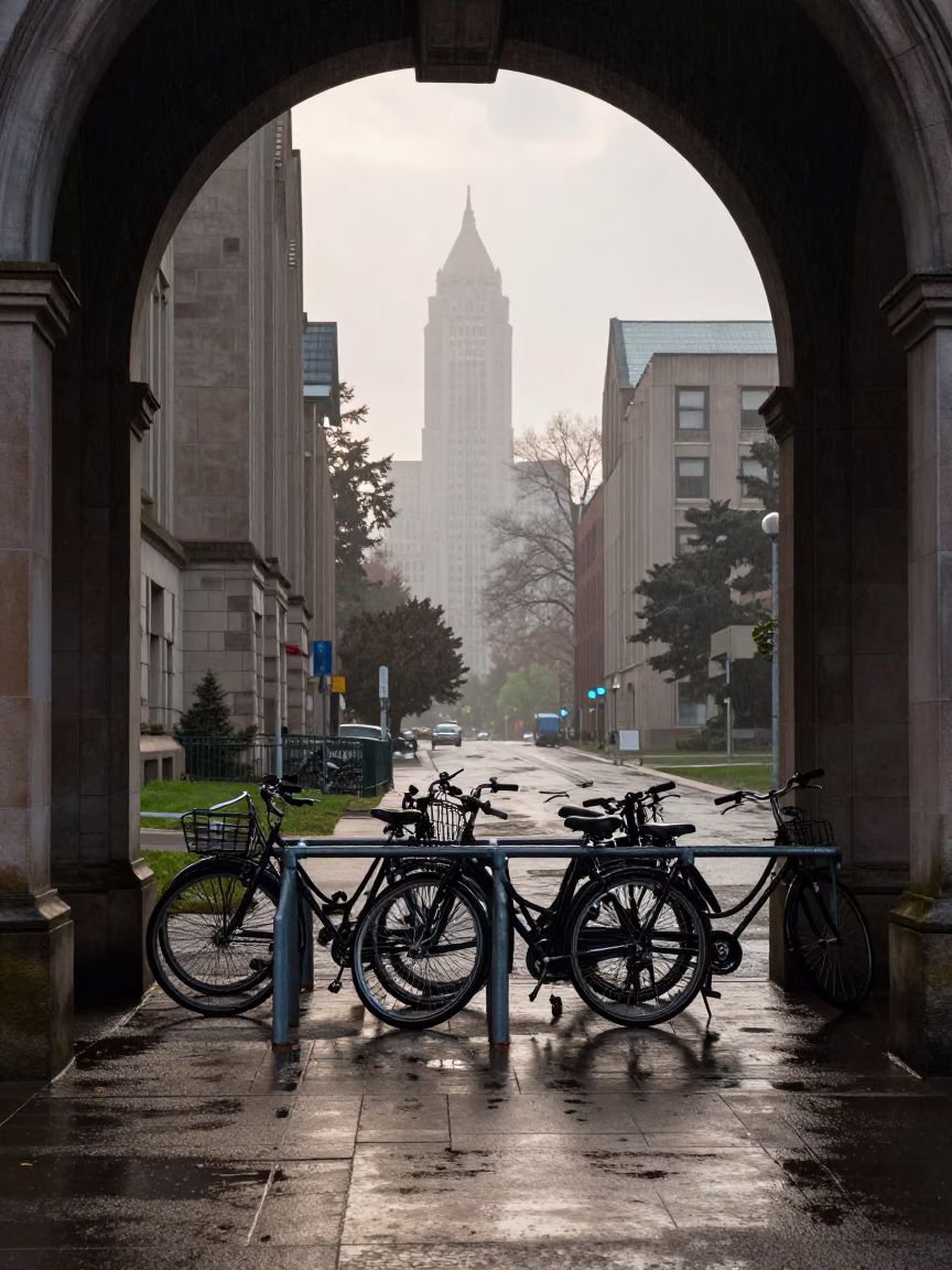 Portland Morning Rain at The Early Morning Light in in Portland, Oregon, United States