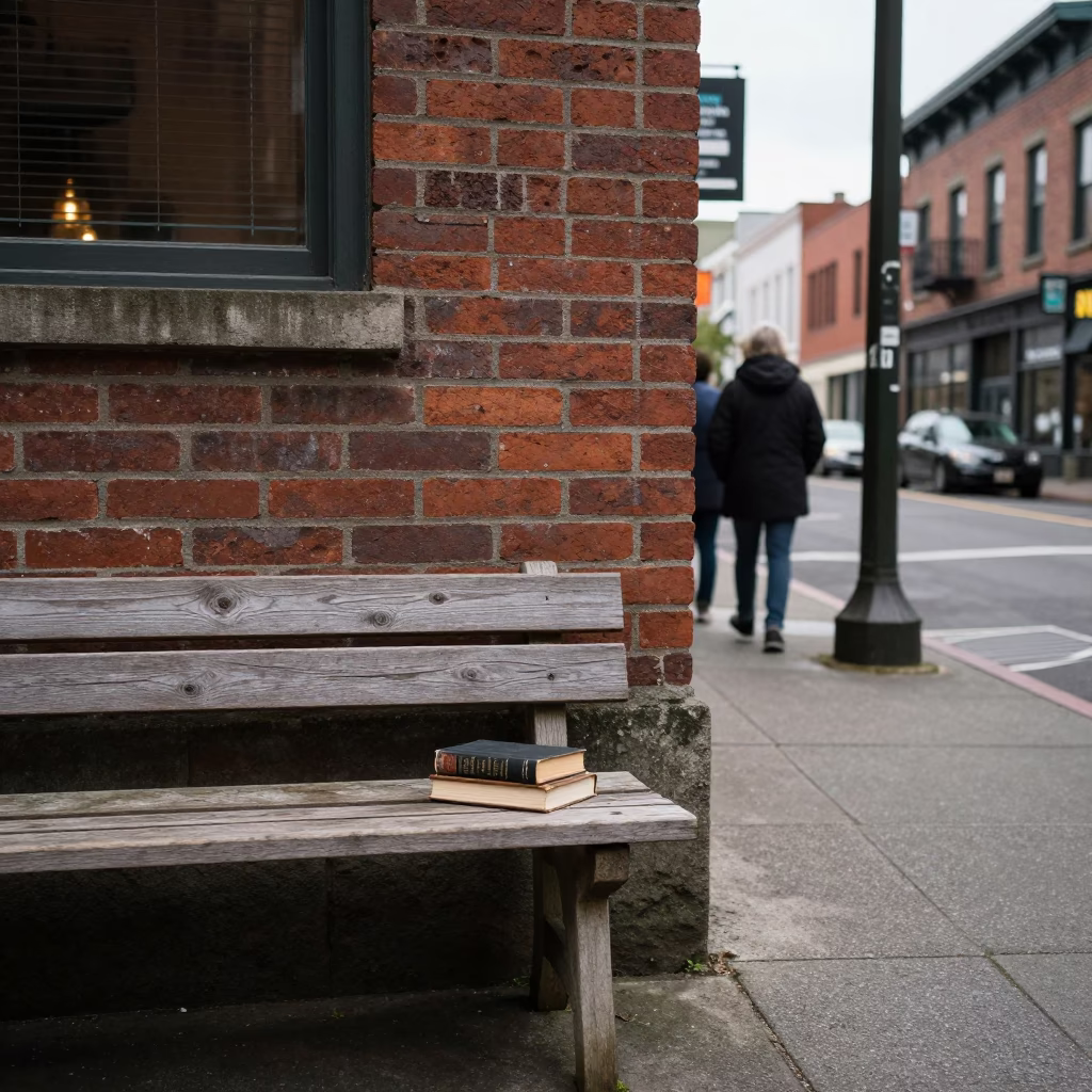Portland Oregon Overcast Midday Street Scene With Local Elements in in Portland, Oregon, United States