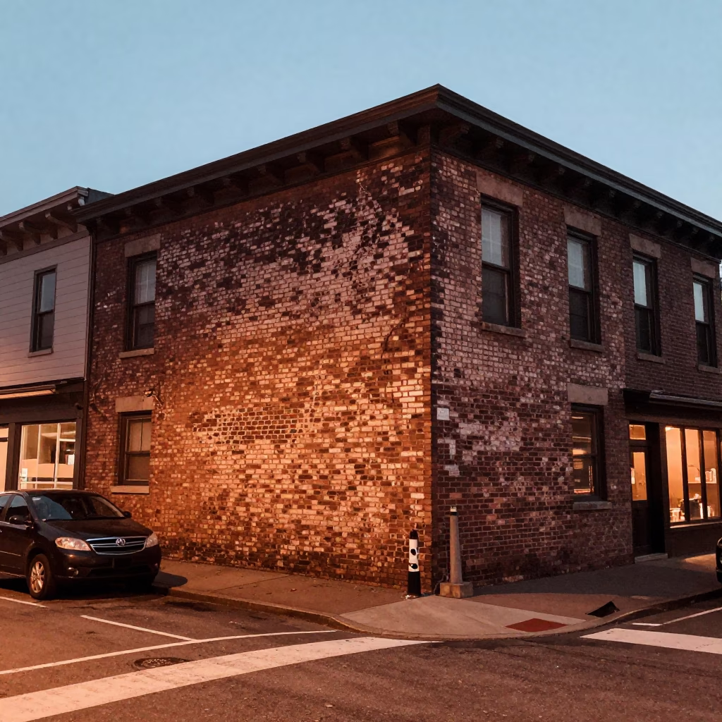 Portland Street Scene at Copper-toned Light Before Dusk in in Portland, Oregon, United States