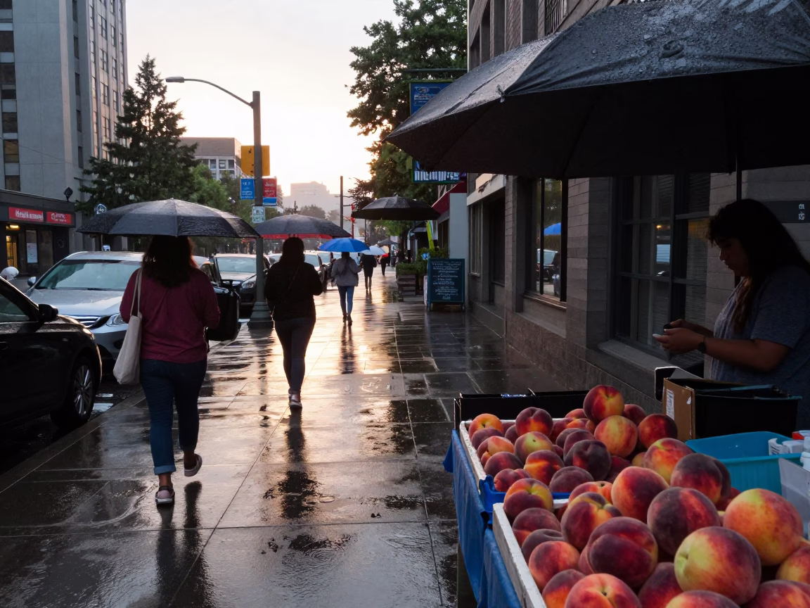 Portland Street Scene at First Light in in Portland, Oregon, United States